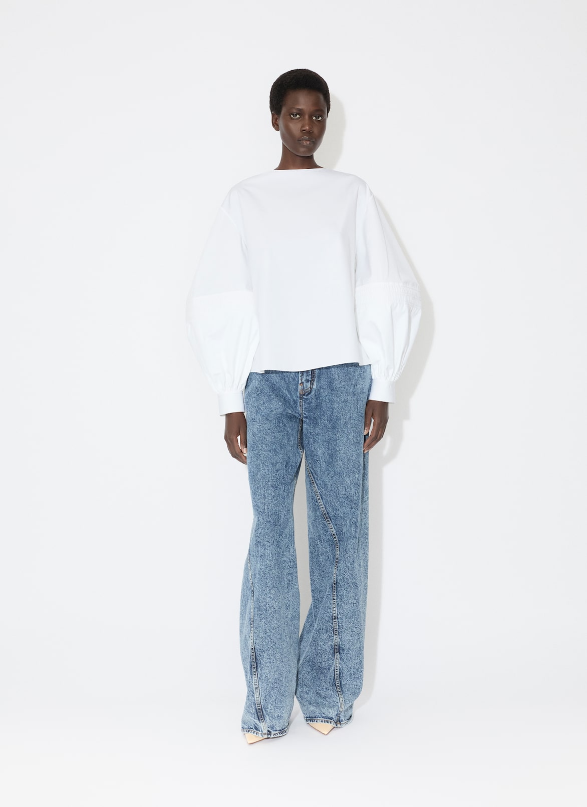 POPLIN BALLOON BLOUSE ALAÏA WHITE POPLIN BALLOON BLOUSE